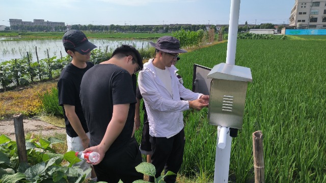 宁波财经学院暑期社会实践队在田间调试设备 学校供图.jpg